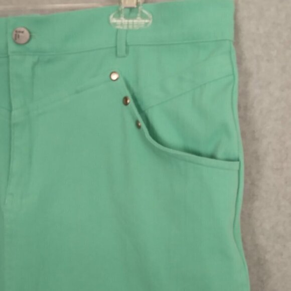 Crazy Train | Green Stretch Jean Style Mini Skirt | Size 2XL - Picture 3 of 7
